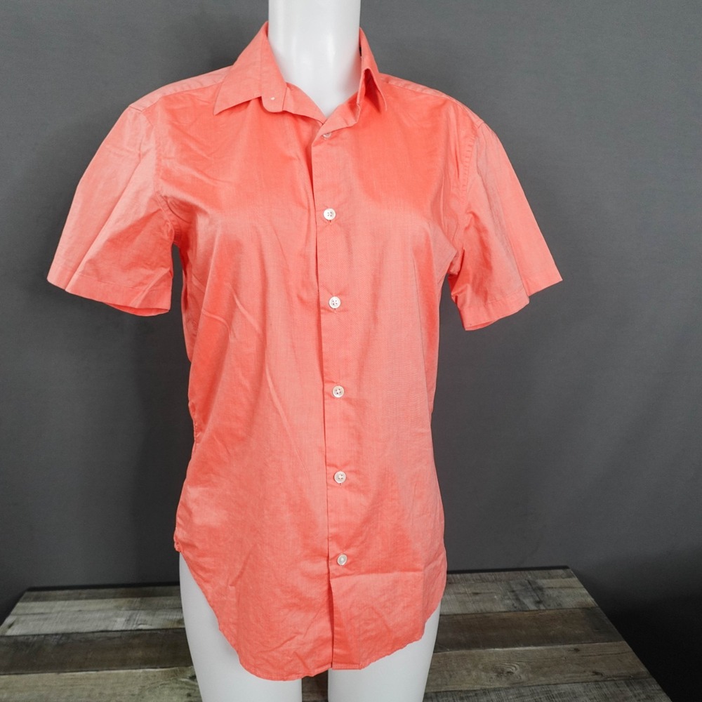 Theory Womens Top Small Peach Button Preppy Minimalist Casual Everyday Basic